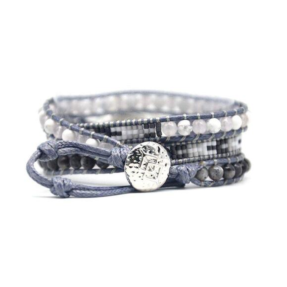 Freya Brawyn Miyuki Shell Bracelet Turquoise, Agate, Labradorite Healing Stones - Picture 4 of 5